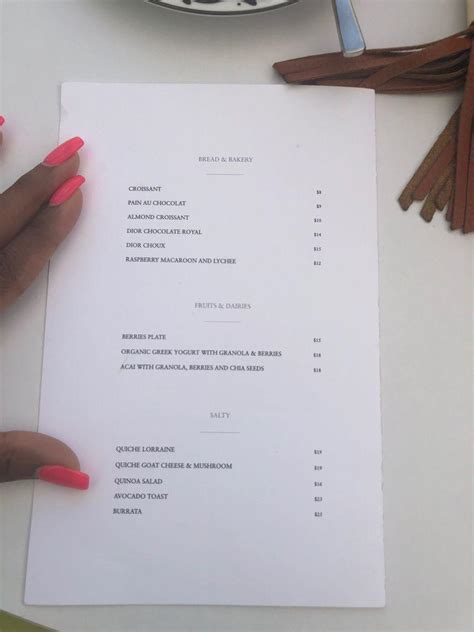 bar fendi menu|dior cafe miami menu prices.